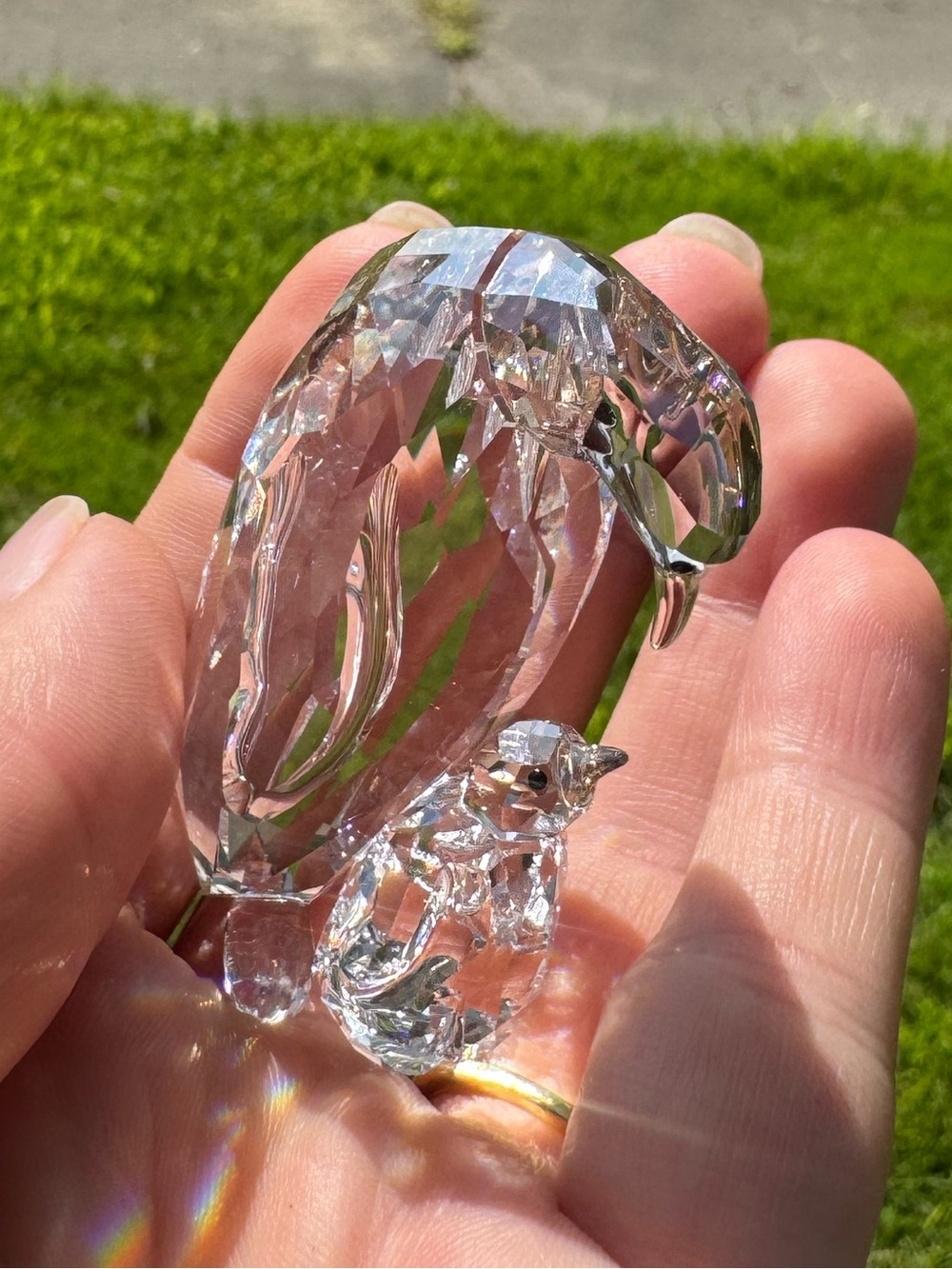 SWAROVSKI mother penguin and baby penguin crystal figurine stamped